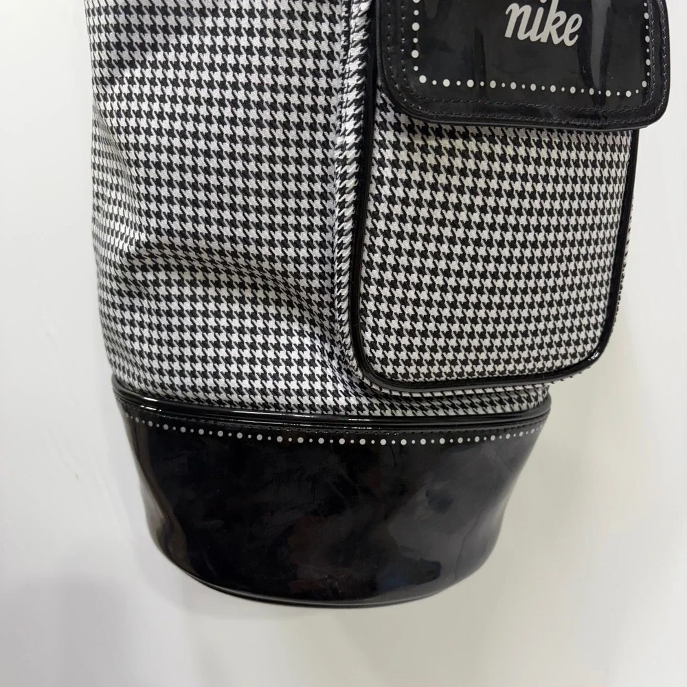 Nike Houndstooth Cylinder Crossbody Bag Black White TG0071-061 Y2K Patent Trim